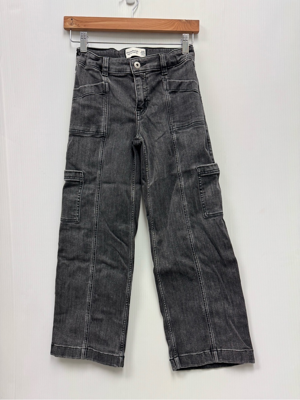 abercrombie kids Black Washed Cargo Jeans